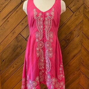 3J Workshop Johnny Was BARBIE Pink Eyelet Dress EYELET Embroidered Sleeveless SM